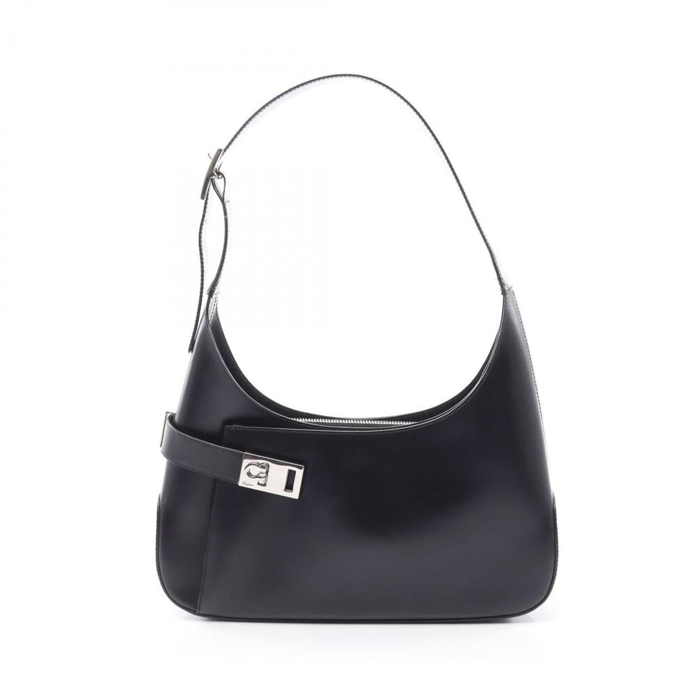 Salvatore Ferragamo Soft Calfskin Gancini Hobo Handbag Black AQ-21 0170 Vintage